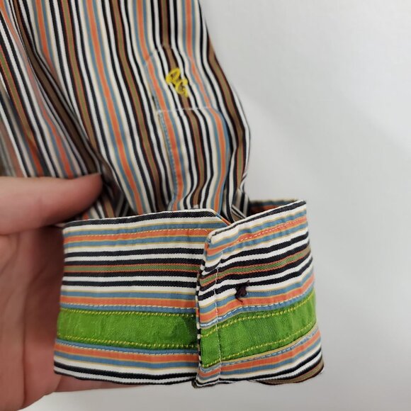 Robert Graham Mens Striped Flip Cuff Button Up Shirt Size 4XL Business Office - Picture 2 of 11